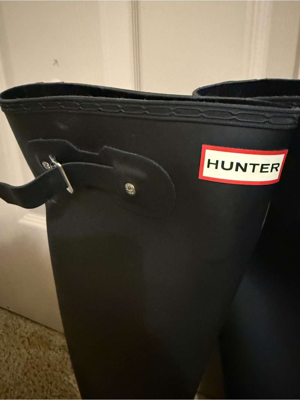 Hunter Matte Black Tall Rain Boots with Side Buckle - Picture 4 of 7